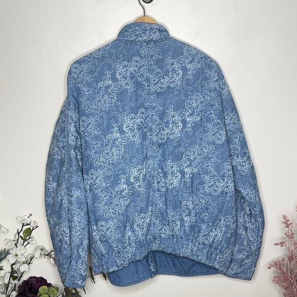 FREE PEOPLE Dolman Lotus Jacket Denim Chambray Quilted Bomber Jacket - Picture 7 of 10